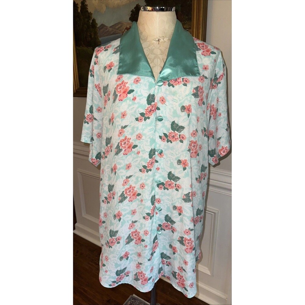 EUC Vintage Victoria's Secret Gold Label Nightgown Nightshirt M/L Green Floral